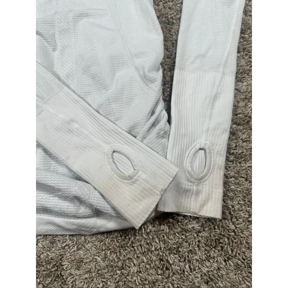 Lululemon Run: Swiftly Tech Long Sleeve Scoop *Ruched Heathered White Size 6
